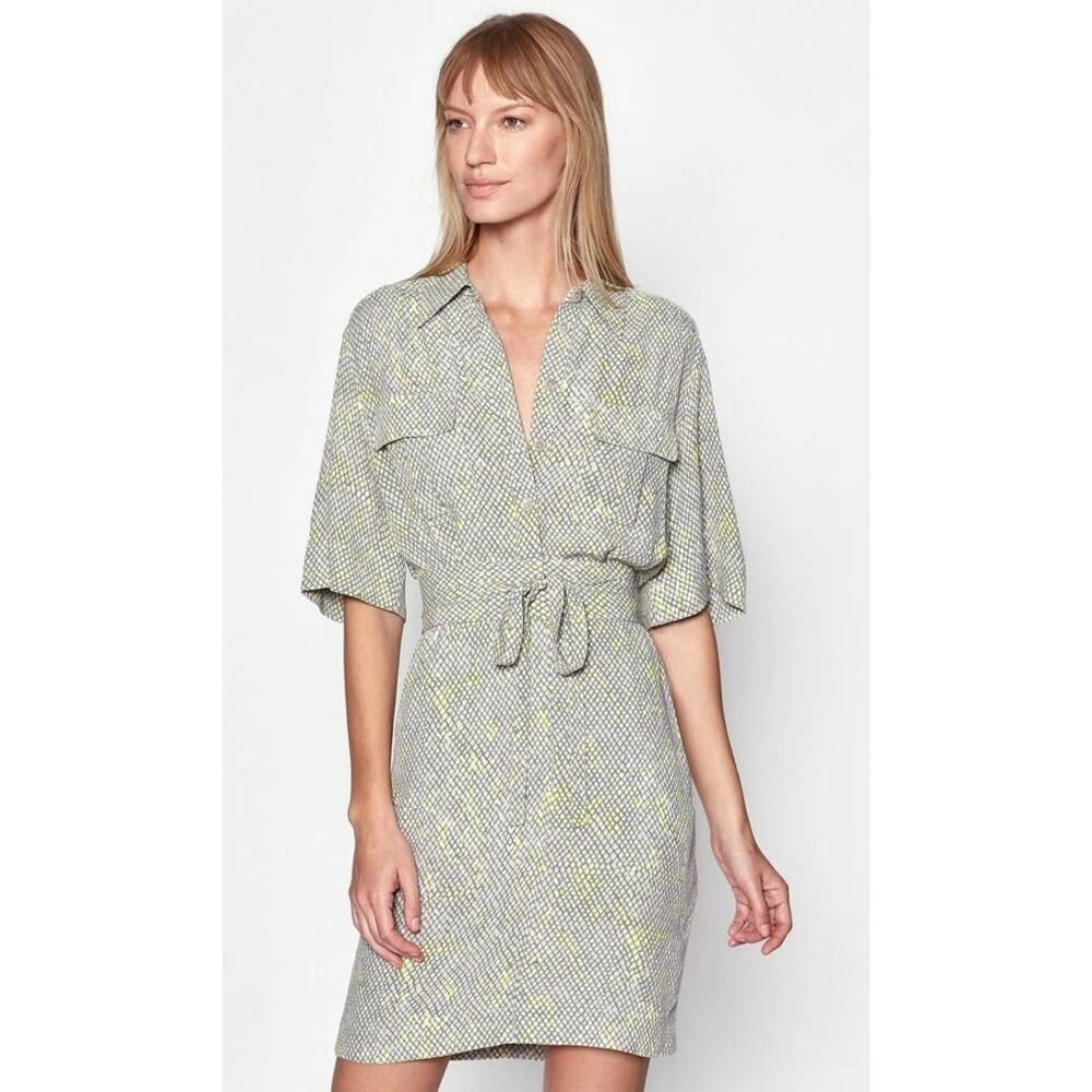 Equipment Femme Womens Axelle Belted Shirt Dress Snake Print Professional Office